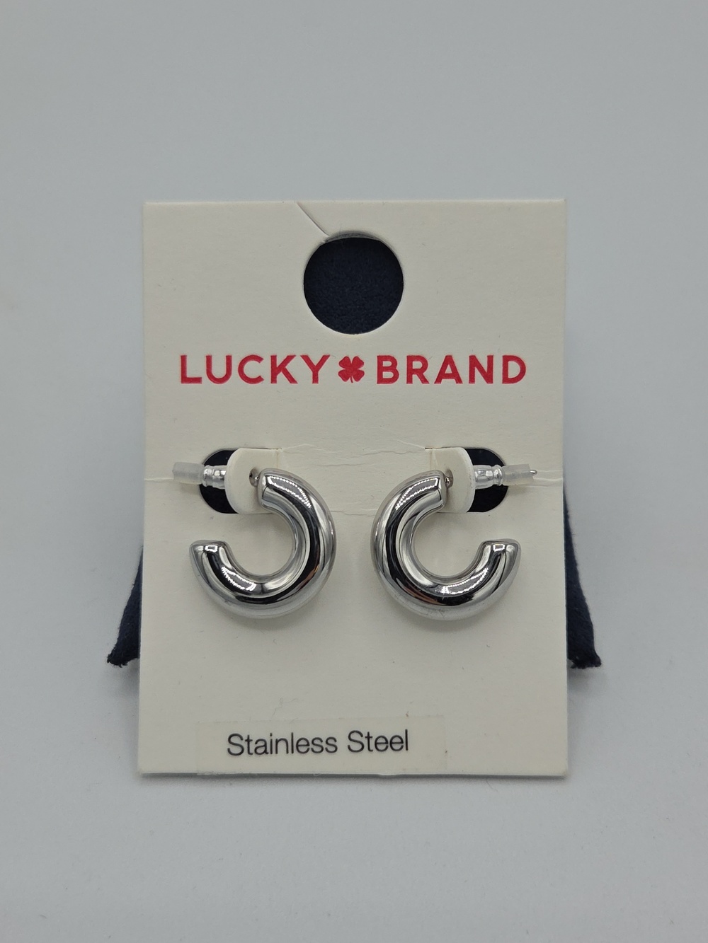 5 for $25! Lucky Brand Shiny Silver Chunky C-Hoop Earrings